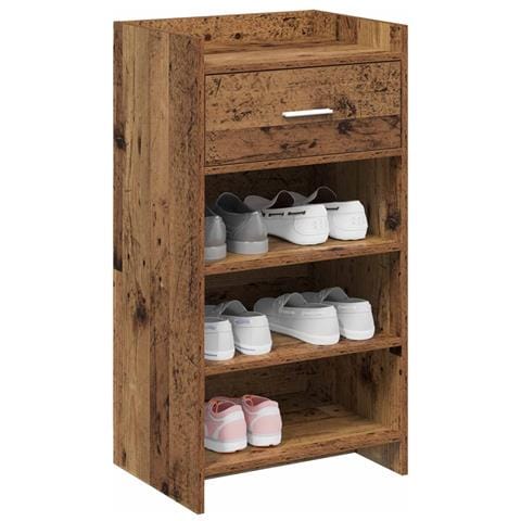 Mobile per scarpe con cassetto Legno antico 48 x 36 x 92 cm - Foto 2