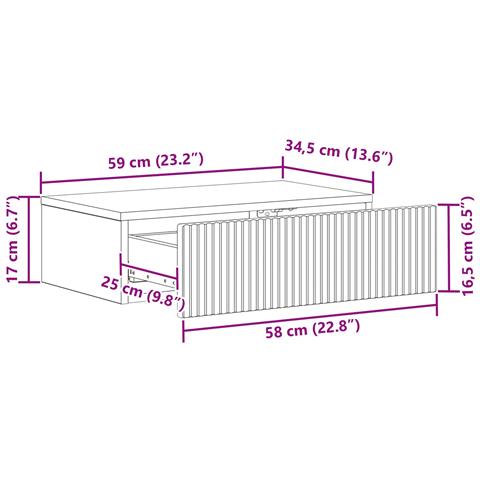 Tavolino da Parete Laterale Legno antico 59 x 34,5 x 17 cm - Foto 8