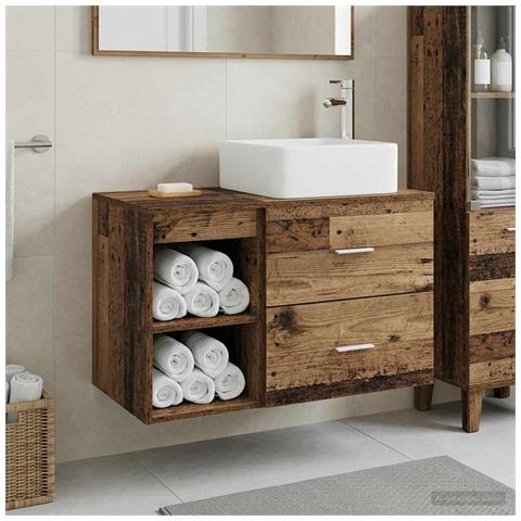 Set di mobili per il bagno 2 pcs Legno antico - Foto 2