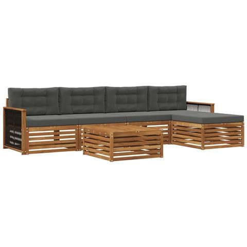 Set di divani da esterno con cuscino 6 pcs Naturale e Antracite - Foto 1