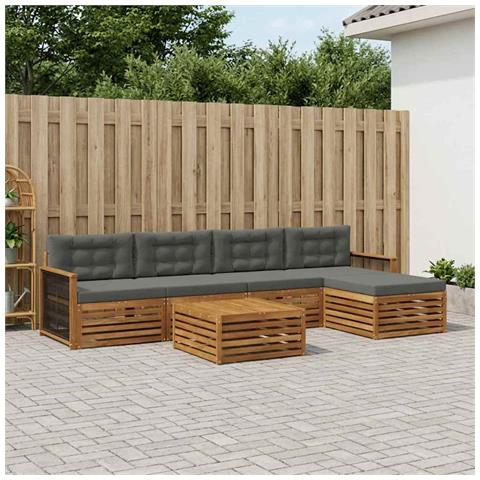 Set di divani da esterno con cuscino 6 pcs Naturale e Antracite - Foto 2