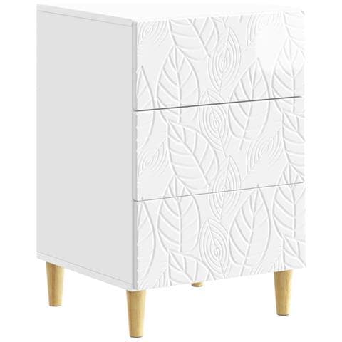 Comodino Bianco Lucido 43 x 39,5 x 66,5 cm Legno ingegnerizzato - Foto 1