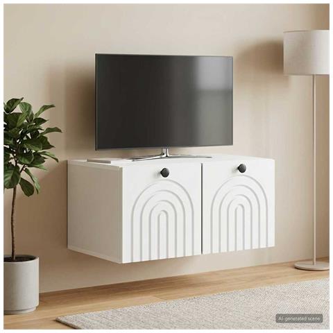 Mobile Porta TV da Muro Bianco 59,5 x 41 x 30 cm - Foto 2