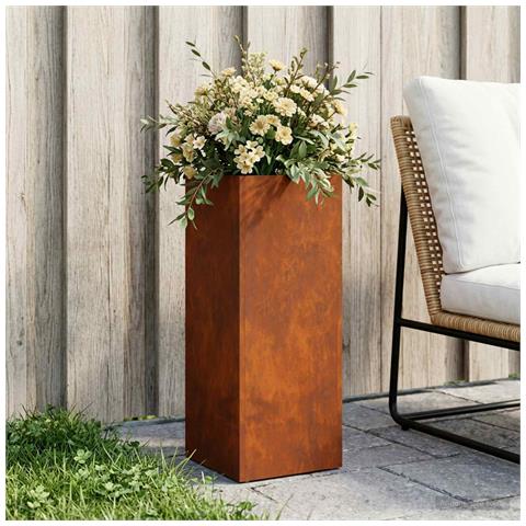 Vaso da giardino Ruggine 20 x 20 x 40 cm Acciaio Corten - Foto 2