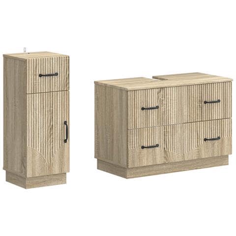 Set di Armadi da Bagno da 2 Pezzi HOORN Rovere Sonoma - Foto 1