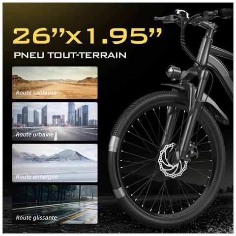 Q7 Elettrica per Adulti, Motore 250W, Batteria Rimovibile 36V 10Ah, Velocità Massima 25km /h, Trasmissione a 7 marce, Elettrica City E-Bike da 26 pollici - Foto 2