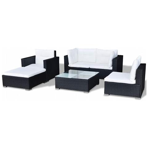 Set 17 Pz Divano Da Giardino In Polirattan Nero - Foto 2