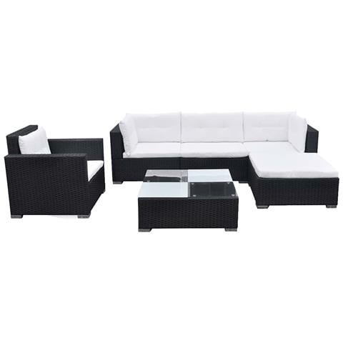 Set 17 Pz Divano Da Giardino In Polirattan Nero - Foto 1