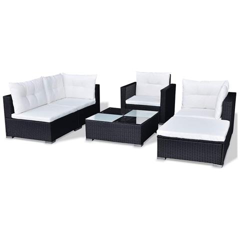 Set 17 Pz Divano Da Giardino In Polirattan Nero - Foto 10