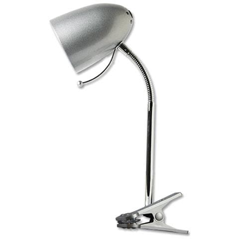 Lampada Da Tavolo E27 Pinza Clip Pieghevole Orientabile Studio Grigio Argento 182281 - Foto 1