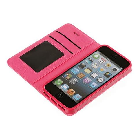 Wallet Folio Case, Cover A Libro - Apple Iphone 5 / 5s / Se - Cherry - Foto 3