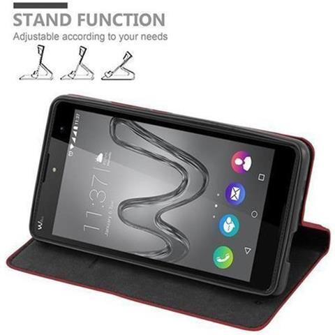 Custodia Compatibile Con Wiko U Feel Lite In Rosso Mela - Coperchio Protettiva Con Chiusura Magnetica, Funzione Stand E Tasca Per Le Carte - Foto 4