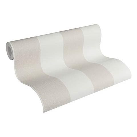 948342 - Carta Da Parati Scandinavian Blossum In Tessuto Non Tessuto A Righe, Colore: Grigio Selce / bianco Perla - Foto 1