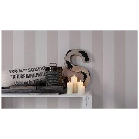 948342 - Carta Da Parati Scandinavian Blossum In Tessuto Non Tessuto A Righe, Colore: Grigio Selce / bianco Perla - Foto 3