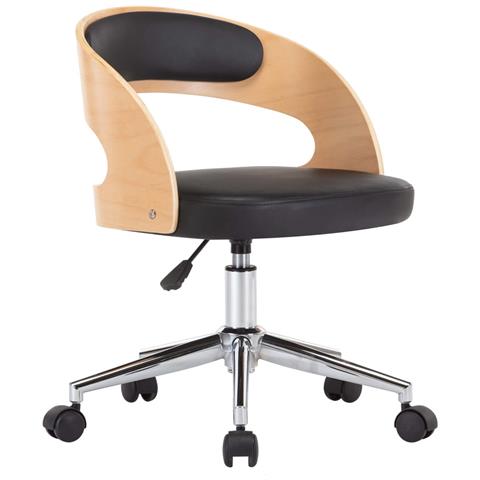 Sedia Da Pranzo Girevole Nera In Legno Ricurvo E Similpelle - Foto 1