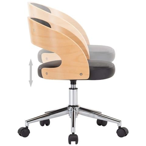 Sedia Da Pranzo Girevole Nera In Legno Ricurvo E Similpelle - Foto 8