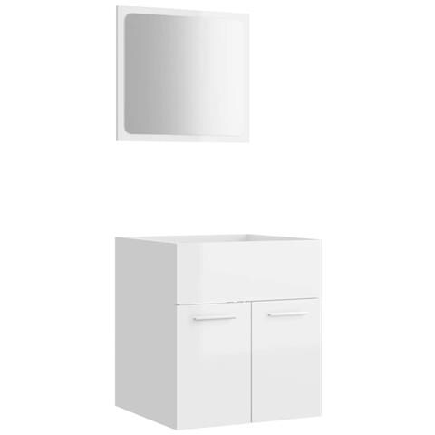 Set Mobili da Bagno 2 pz Bianco Lucido in Legno Multistrato - Foto 1