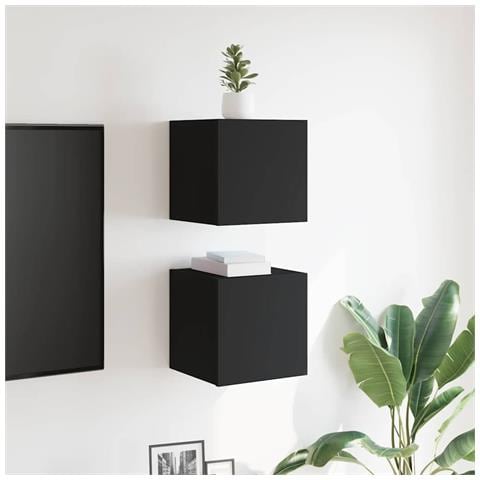 Mobili Porta TV a Parete 2pz Neri 30,5x30x30 cm - Foto 2