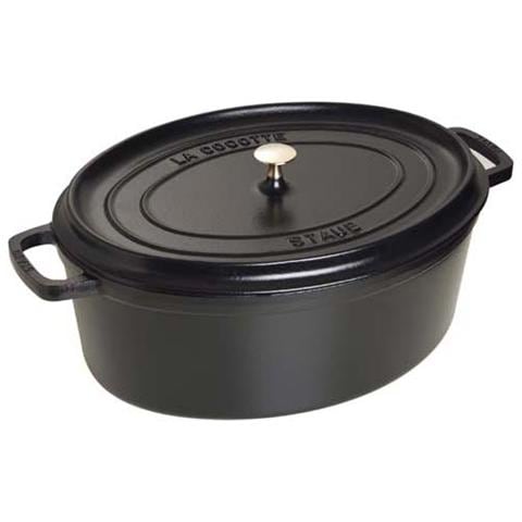Cocotte 2 Maniglie Ovale con Coperchio 29 cm Nero - Foto 1