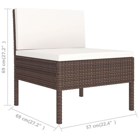 Set Divani Da Giardino 5 Pz Con Cuscini In Polyrattan Marrone - Foto 2