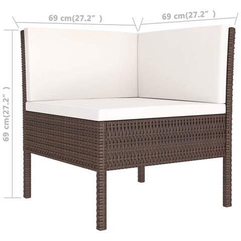 Set Divani Da Giardino 5 Pz Con Cuscini In Polyrattan Marrone - Foto 7