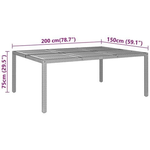 Tavolo Giardino 200x150x75 Cm Massello Acacia Polyrattan Grigio - Foto 5
