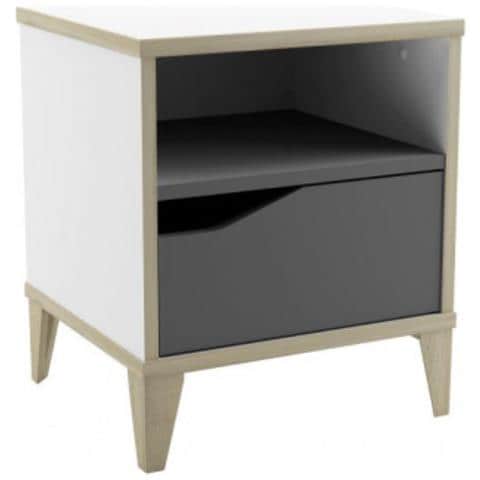 Comodino Genius, 36,8x33x43,8; Bianco+Grigio, Truciolare - Foto 1