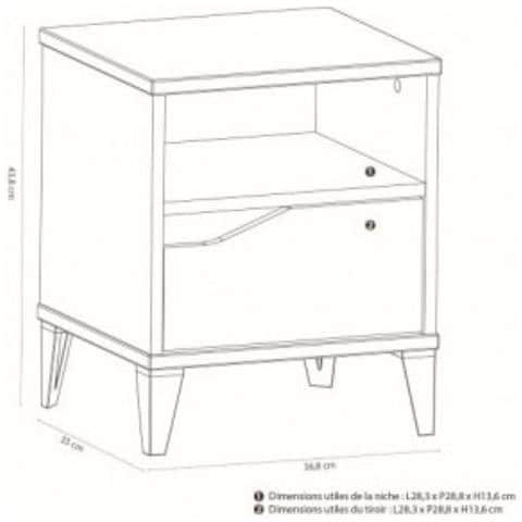 Comodino Genius, 36,8x33x43,8; Bianco+Grigio, Truciolare - Foto 5