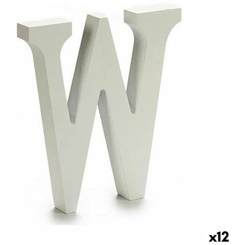 Lettera W Legno Bianco (1,8 X 21 X 17 Cm) (12 Unità) - Foto 1