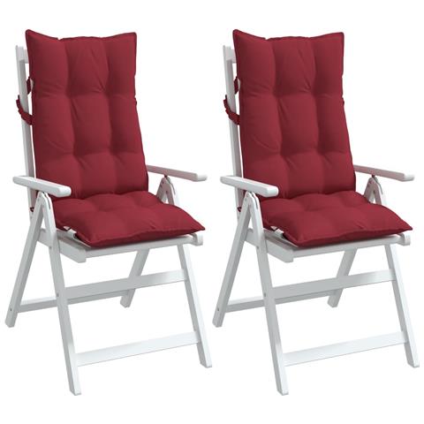 Cuscini Sedia Con Schienale Alto 2 Pz Rosso Vino Tessuto Oxford - Foto 3