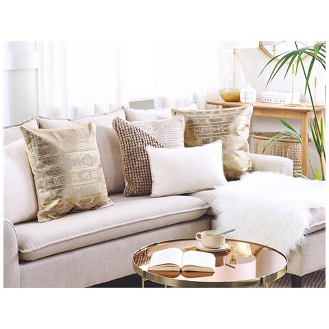 Set Di 2 Cuscini Oujda Cotone 50 X 50 Cm Oro Trama Geometrica - Foto 1