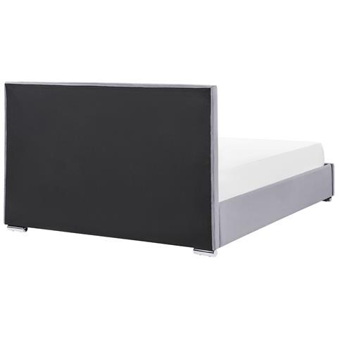 Letto Matrimoniale Con Contenitore Velluto Grigio Scuro 180 X 200 Cm Rouen - Foto 8