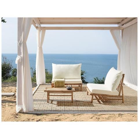 Set Da Giardino Con Tavolo 2 Posti Todi Legno Di Bambù Bianco Sporco - Foto 1