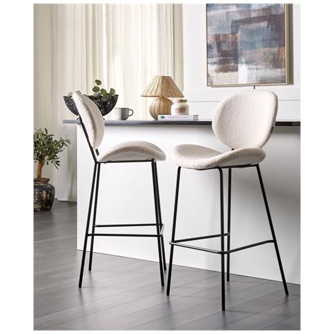 Set Di 2 Sedie Alte Luana Bouclé Bianco - Foto 1