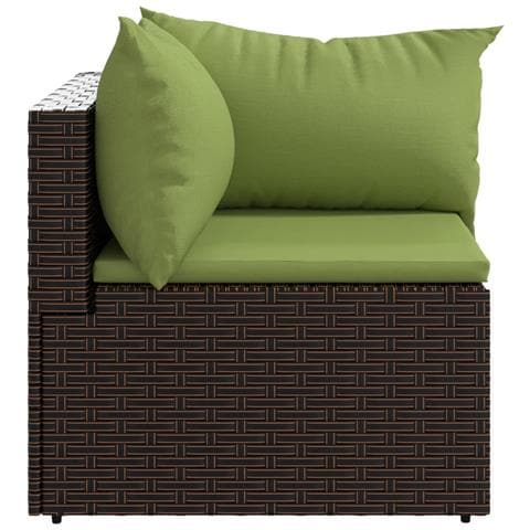 Divano Angolare da Giardino con Cuscini in Polyrattan Marrone - Foto 2