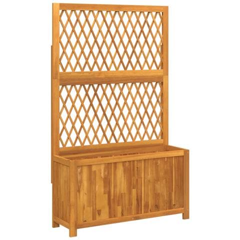 Fioriera Con Traliccio 100x32x165 Cm Legno Massello Di Acacia - Foto 2