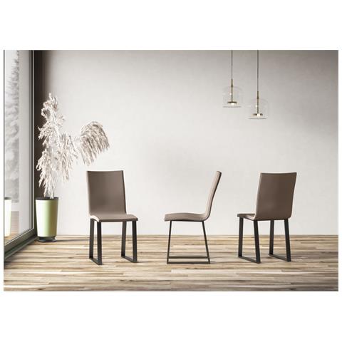 Sedia Baffy Gambe Antracite Cuscino Tortora 52 (tipo Tecno) - Foto 2