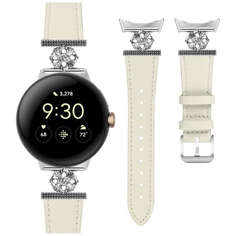 Cinturino In Vera Pelle Per Google Pixel Watch 1/2 Beige - Foto 1