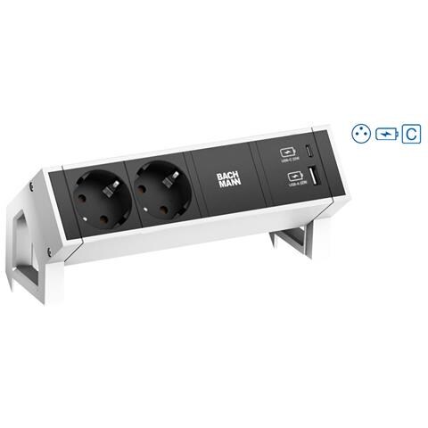 Desk 2 Prolunghe E Multiple 2 Presa (e) Ac Interno Nero, Bianco - Foto 1