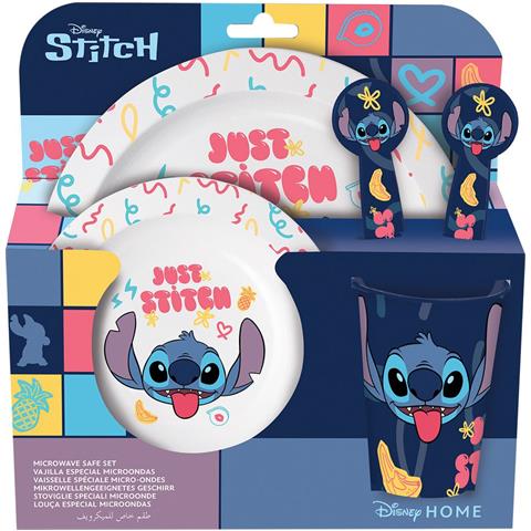 Set 5 Pezzi Stoviglie Stitch Per Bambini Microondabile Collezione Palms, Bianco - Foto 1