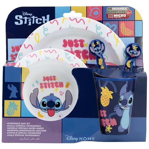 Set 5 Pezzi Stoviglie Stitch Per Bambini Microondabile Collezione Palms, Bianco - Foto 2