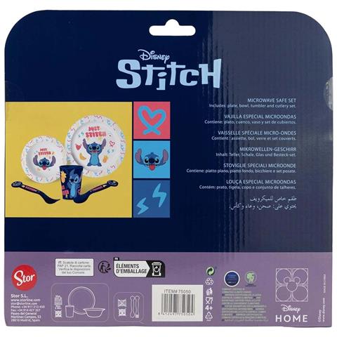 Set 5 Pezzi Stoviglie Stitch Per Bambini Microondabile Collezione Palms, Bianco - Foto 6