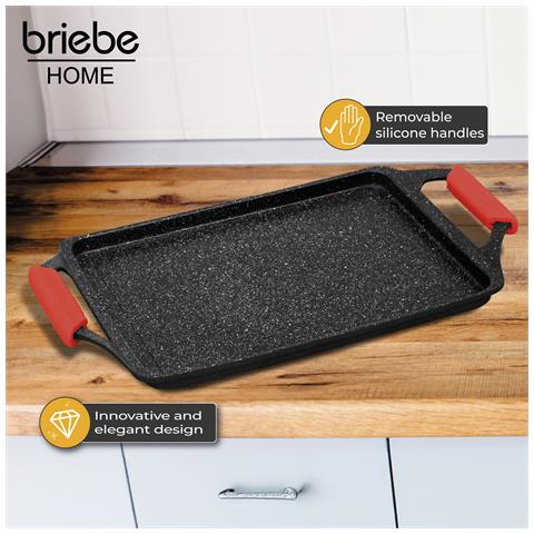 Black Titanium Griglia Bistecchiera Induzione Antiaderente, 43x25cm Alluminio Fuso Senza Pfoa Nero - Foto 8