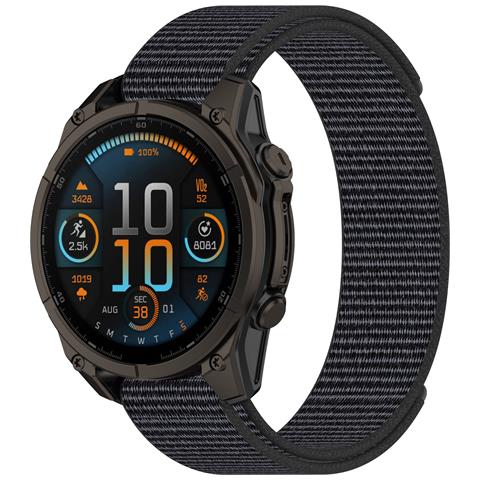 Cinturino Per Orologio Garmin In Nylon Con Velcro - 26 Mm Nero Grey - Foto 1