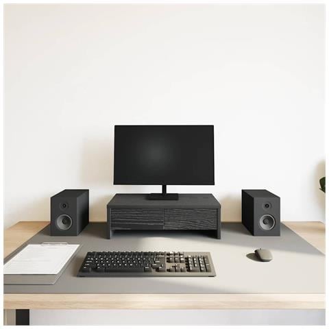 Supporto Monitor Con Cassetti Rovere Nero 50x27x15cm Truciolato - Foto 3