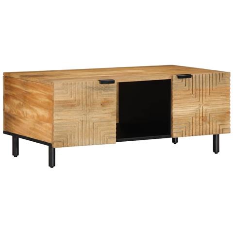 Tavolino Da Salotto Marrone 100x54x40cm Legno Massello Di Mango - Foto 1