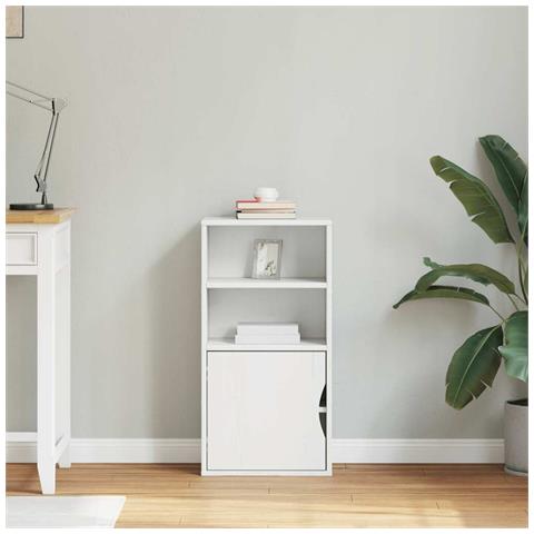 Armadietto Laterale Odda Bianco 40x24x79 Cm Legno Massello Pino - Foto 3