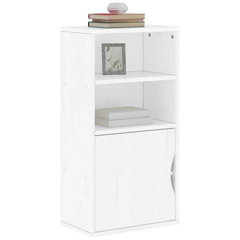 Armadietto Laterale Odda Bianco 40x24x79 Cm Legno Massello Pino - Foto 1