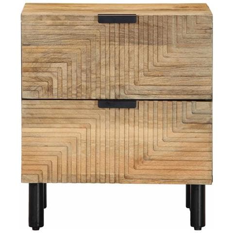 Comodino Marrone 40x33x46 Cm In Legno Massello Di Mango - Foto 1