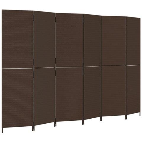 Divisorio Per Ambienti A 6 Pannelli Marrone In Polyrattan - Foto 2